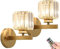 ANUOMY Battery Operated Sconces Wall Lighting Set of 2,Non Hardwired Rechargeable Wall Lights Fixture with Remote,Modern Glass Shade Wall Lamp Gold for Bathroom Bedroom Living Room Fireplace
