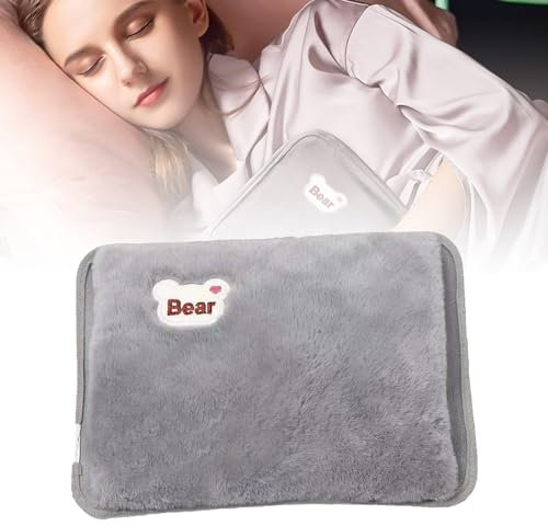 Rechargeable Hot Water Bottle, Electric Hot Water Bottle, Wireless Electric Heat Pad with Temperature Control for Hands, Back, Neck, Grey