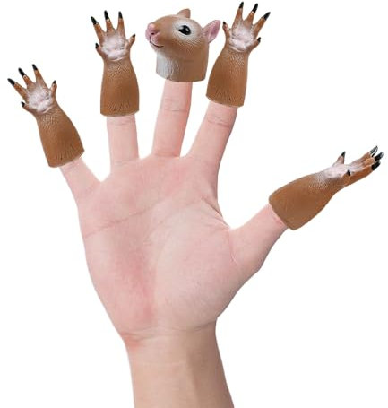 1 Satz Eichhörnchen-Fingerpuppen-Spielzeug, Tier-Handpuppen, Eichhörnchen-Fingerpuppen, Mini-Neuheitsspielzeug, Niedliche Fingerpuppen-Requisiten, Kinder-Fingerspielzeug