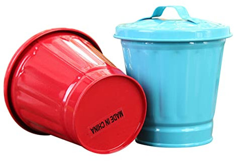 Zerodeko Mini Desktop Trash can with Lid Compact Iron Garbage Bin for Office Kitchen Bedroom Recycling and Small Waste Storage