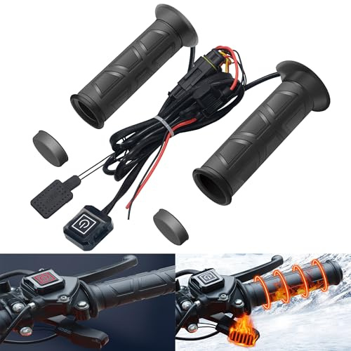 Heated Grips, ATV Heated Grips and Thumb Warmer, 3-Level Heating Settings, 7/8 Electric Grips for 12V 22mm ATV Motorcycle Handlebars