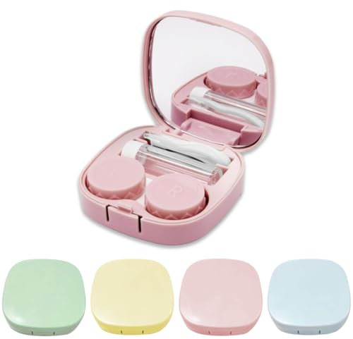 Set di 3 Custodia per Lenti a Contatto, Custodia Lenti a Contatto con Specchio, Porta Lenti a Contatto da Viaggio, Portalenti per Lenti a Contatto Igienica Portatile per Viaggi a Casa All'aperto