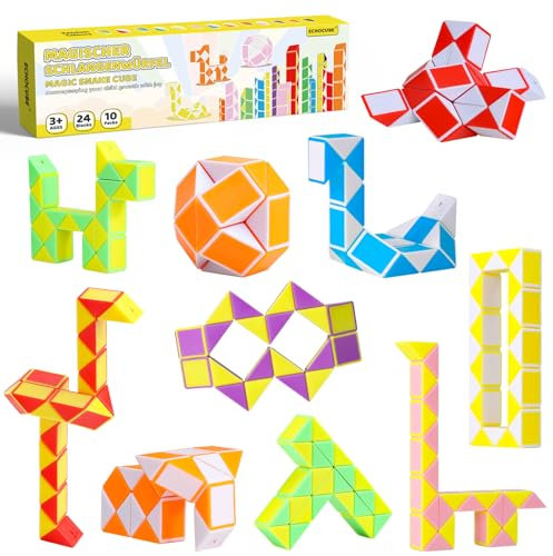 ECHOCUBE Dadi magici a forma di serpente, confezione da 10 pezzi, 24 blocchi di dadi di velocità per sacchetti per feste, giocattolo per feste (colore casuale)