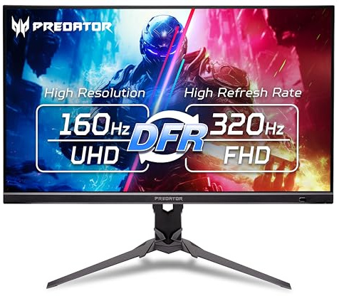 Acer Predator Gaming Monitor | 27 UHD 3840 x 2160 IPS | AMD FreeSync Premium | Up to 320Hz with DFR | Up to 0.5ms | VESA DisplayHDR400| DCI-P3 90% | Display Port 1.4 & 2 x HDMI 2.1 | XB273K V5bmiiprx