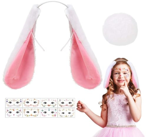 Beipegin 3 Pièces Bandeaux Oreilles de Lapin de Pâques, Oreille de Lapin pour Adultes et Enfants Costume de Pâques Cosplay