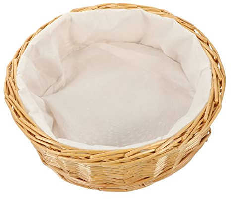 CIYODO Panier En Osier Rond Doublure Intérieure, Corbeille à Pain Domestique Légère Et Portable, Support En Osier Multifonction Pour Bureau Et Maison, Panier Pour Fruits Et Collations