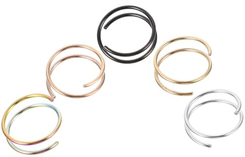 HEMOTON 5pièces Anneaux De Nez Double Spirale Métal Bijoux Et Décorations Pour Piercing Unique Ornements Pour Toute Occasion