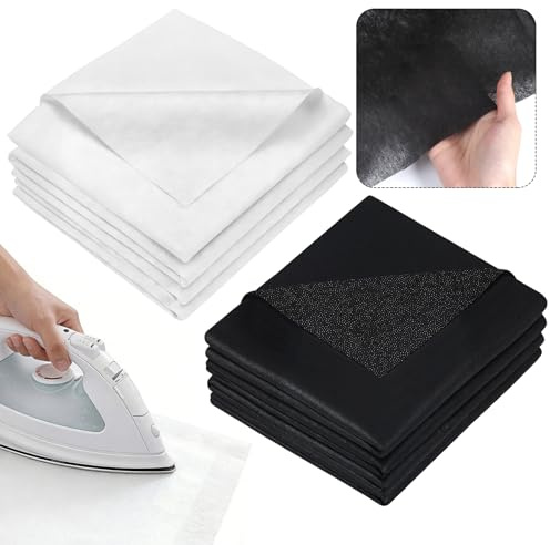 Pack of 2 100 x 300 cm Wide Ironing Fleece, White & Black Iron-On Fleece Insert in Light Thickness (36 g/m²) Fusible Interfacing, Iron on Interfacing for Reinforcement & Shaping of Clothing