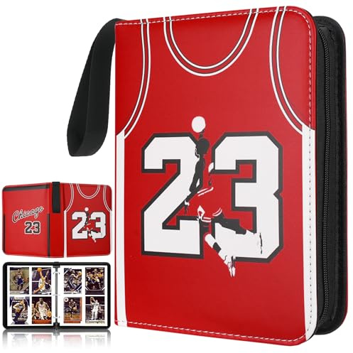 HBK Basketball Card Binder 400 Pockets - Waterproof Sports Card Holder with 50 Removable Sheets, 3-Ring Trading Card Album Case for Collectors, Zippered PU Leather Storage for Standard Cards