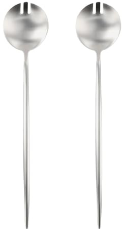NbgrvB Forchetta da insalata in acciaio inox 304 con manico lungo, 29 cm, per servire insalata, pasta, frutta, verdura, lavabile in lavastoviglie, confezione da 2, argento