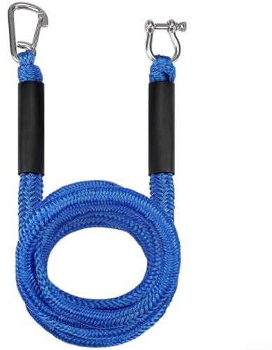 Cuerda de anclaje elástica resistente a los golpes con cierres de acero inoxidable diseñada para kayak, canoa y pequeña para amarre de barcos (B)