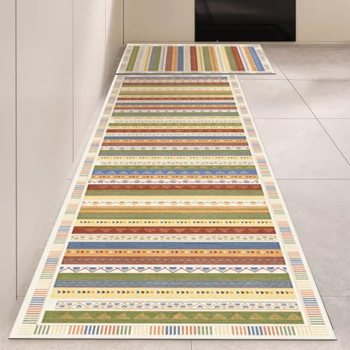 Alfombra Cocina 50X80Cm Verde Y Rojo Alfombra Vinilica Cocina Cuero,Modernas Lavable Antideslizante Anti Fatiga para Pasillo, Comedor,Hogar Alfombrilla Cocina