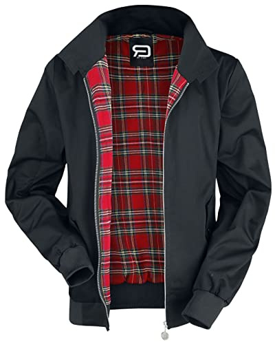 RED by EMP Herren schwarze Basic Jacke mit kariertem Innenfutter XL