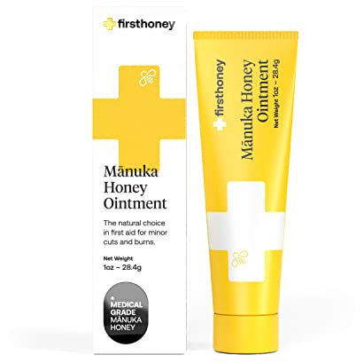 FIRST HONEY Unguento Sterile Al Miele Di Manuka Miele Di Manuka 100% Medico Per Ustioni, Ferite E Tagli Minori | Senza Sostanze Chimiche E Senza Farmaci|1 Oncia (Confezione Da 1)