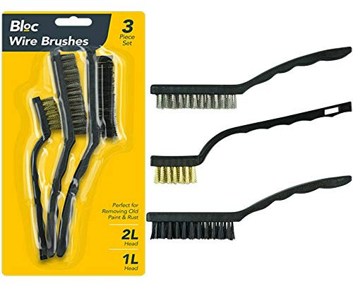 3 x Pieces Wire Brush Hand Set Rust Old Paint Removal Nylon Steel Brass Copper Bristles Tool DIY Home Garden Garage Office Brushes Clean Surface Casual Use UK FREE P&P