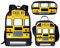 Jeiento Robuste Schultasche, Lunchtasche, Federmäppchen, Reise, Camping, Rucksack für Jungen und Mädchen, Gelber Schulbus, L, Lässiger Tagesrucksack