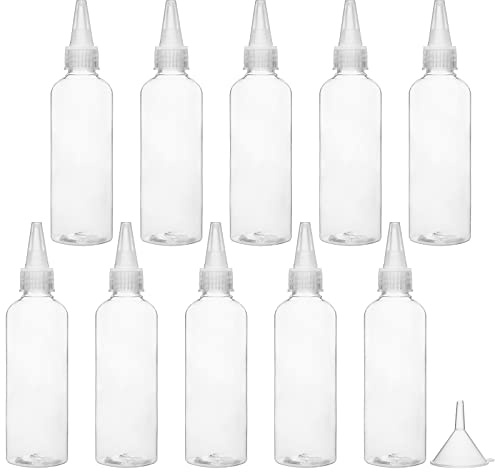 Hileyu 10 x Condiment Bottles 100 ml Plastic Sauce Sauce Bottle Dispenser Bottles with 2 Funnels Storage Containers for Ketchup Mustard Mayo