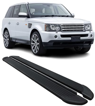 OMAC Faldones Laterales Estribos Laterales Schweller Compatible con Range Rover Sport 2005-13 ALU Negro