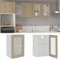 MOONAIRY Hängeglasschrank Küche, Küchenschrank, Schrank Mit Glastüren, Küchenhängeschränke, Wandvitrine Hängend, Sonoma-Eiche 40x31x60 cm Spanplatte