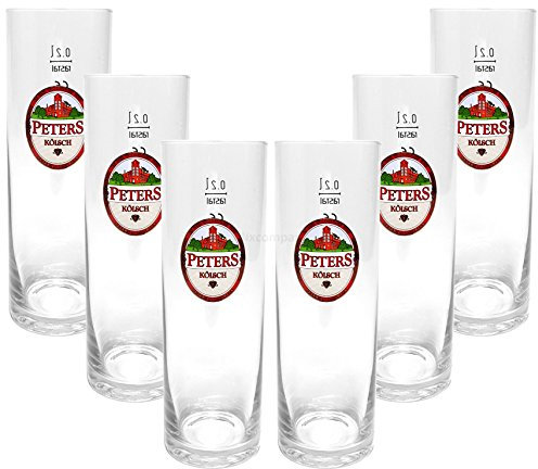 Peters Kölsch Stangen Bierglas Glas Gläser-Set - 6x Stangen 0,2l