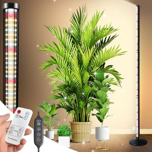 KingSom Lampe de Croissance pour Plantes, Spectre Complet, 40-125cm Réglable en Hauteur, LED Horticole pour Semis, Intérieur avec Télécommande, Chronométrage et Pied