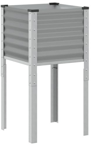 vidaXL Jardinière Gris 45x45x88 cm Acier, jardinière d'extérieur, bac à Fleurs, bac à tomates, jardinière de terrasse, bac à Pommes de Terre