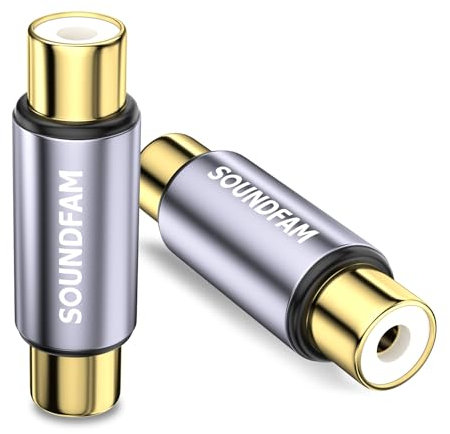 SOUNDFAM Cinch Kupplung RCA-Buchse zu RCA-Buchse Adapter Audio Video Verbindungsstück - 2Pcs, Grau