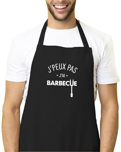 Kiribou Tablier de Cuisine Humoristique J'peux Pas J'ai Barbecue – Cadeau Amusant Pour les Fans de Barbeuc
