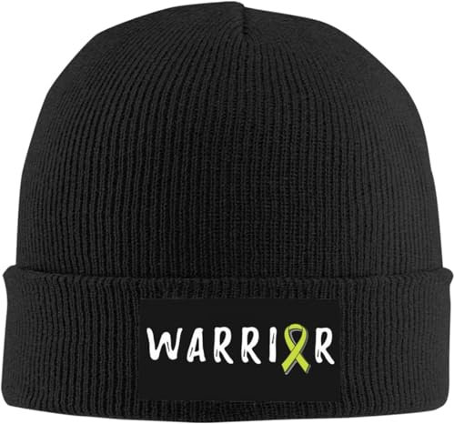 Oudrspo Warrior Beanie-Mütze zur Aufklärung über Non-Hodgkin-Lymphom-Krebs, weich und warm, Totenkopfmütze, Winter-Kopfbedeckung, Strickmütze mit Bündchen für Männer und Frauen