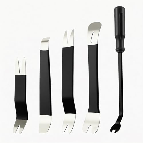 Xzenuo Juego de Herramientas de desmontaje de automóviles, 5pcs de cuñas de Metal para molduras + Herramienta de Palanca, Kit de reparación (5, Nergo)