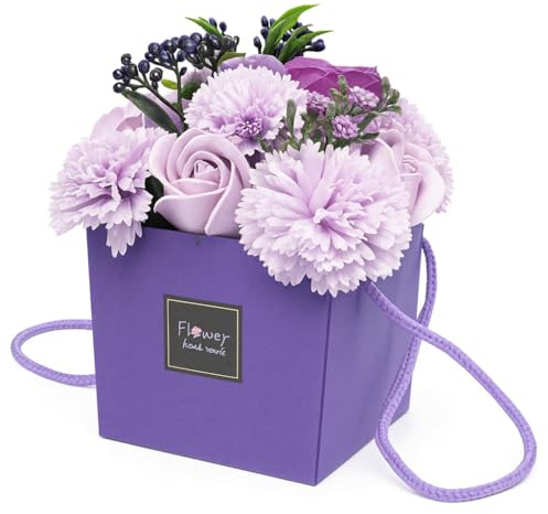 Soap Flower Bouquet Lavender Rose and Carnation Mothers Day Flowers Valentine Flowers For Her and Flower Bouquet For Your Loved Ones