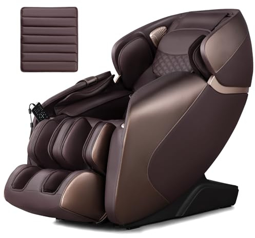 Relaxe Fauteuil de Massage Électrique Zéro Gravité SL Track (Brun) | Fauteuil Shiatsu Inclinable avec 12 Modes Prédéfinis Système de Chauffage Massage à Air Intégré Commande Vocale Haut-parleur