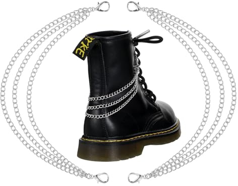 Grevosea 2 PCS Boot Charms, Goth Shoe Charms Boot Chains for Women Shoe Accessories Punk Decoration for Boot Sneaker Bag Handbags Purse Pants Car Keychain (Silver)