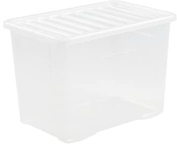 10 x 80 Litre Extra Large Strong Plastic Storage Box with Clear Lid