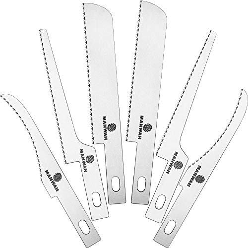 Honoson 6 Pieces Hobby Saw Blades Replacement Mini Craft Blade Micro Knife Saw Blades with Plastic Storage Box for Hand Cutting Tree Limbs and Branches Wood Pruning