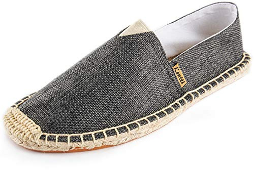 Kentti Mäns klassiska canvastrosor på platta espadrill, - svart - 45 EU