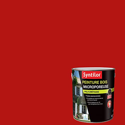 Syntilor - Peinture Bois Microporeuse Rouge Feu Satiné RAL 3000 2,5L