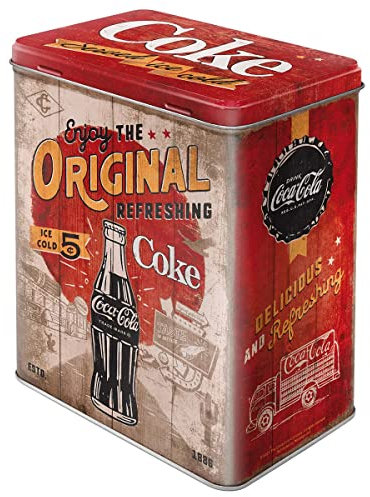 Nostalgic-Art Retro Vorratsdose L, 3 l, Coca-Cola – Original Coke Highway 66 – Geschenk-Idee für Coke-Fans, Original Lizenzprodukt (OLP), Große Kaffee-Dose aus Blech, Vintage Design