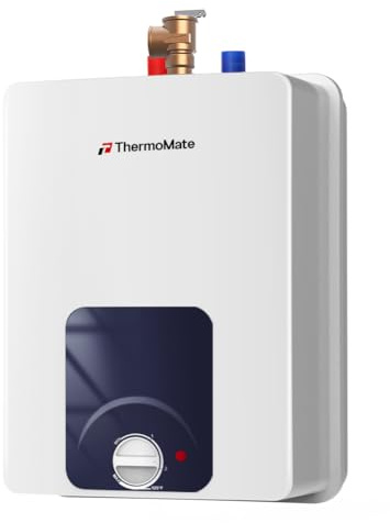 ThermoMate Mini Tank Water Heater Electric UL Listed, ES400B 4 Gallon Point of Use Under Sink Water Heater, 120V Corded Wall or Floor Mounted