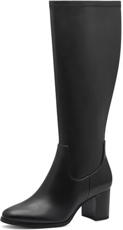 MARCO TOZZI Damen Hohe Stiefel mit Absatz Vegan aus Kunstleder, Schwarz (Black), 37 EU