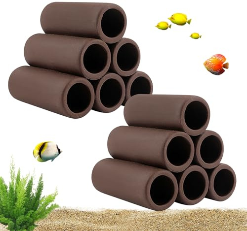 Lot de 2 cachettes en céramique, décoration d'aquarium, grotte d'aquarium, accessoire de réservoir, grotte pour crevettes, cachette pour aquarium