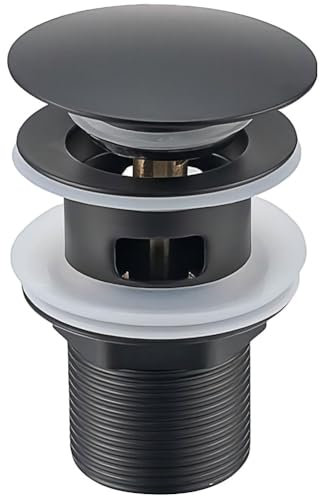 Antfly Juego de desagüe para lavabo con rebosadero, juego de desagüe para válvula de desagüe, válvula pop-up, juego de desagüe universal para lavabo y lavabo (Negro)