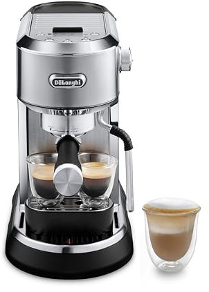De’Longhi Dedica Maestro Espresso Machine with Milk Frother, 15-Bar Pump & Temperature Control - Barista Coffee Maker Kit for Espresso, Latte, Cappuccino & Iced Coffee - Italian Stainless Steel Design
