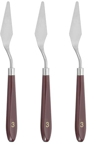 PATIKIL Art Spatula, 3 Pcs 24mm Stainless Steel Flexible Palette Knife Painting Knife Painting Spatula Oil Painting Mixing Scraper with Plastic Handle for Canvas Acrylic Painting, Red