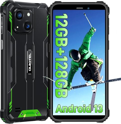 OUKITEL WP32 Rugged Phone - 12GB RAM+128GB ROM Rugged Smartphone Android 14, 6 Inches 6300mAh IP68/IP69K Waterproof Mobile Phones Dual SIM 4G, 20MP+5MP Camera,OTG,NFC,GPS, Green