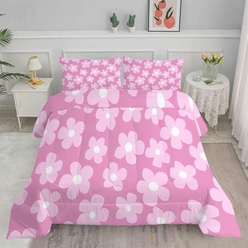 Linfye Bettdecke 155x220 4 Jahreszeiten Rosa Blumen Steppdecke 155x220 Vierjahreszeiten Schlafdecke Ganzjahresdecke, Bettdecke Ohne Bezug Bettdecken Wende Waschbar Antiallergisch BC136