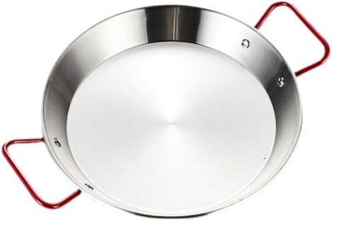 Padella per paella in acciaio inox con manici rossi (28 cm for 2-3 person)