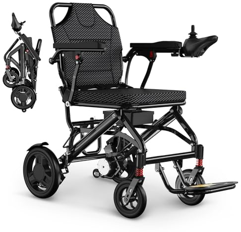 ROPLASO Electric Wheelchair for Adults Power Wheelchairs Lightweight Foldable Long Range All Terrain Motorized Wheelchair for Seniors Max 330 Lbs Compact Portable Airline Approved 45lbs (Black)