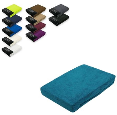 EXKLUSIV HEIMTEXTIL Frottee Spannbettlaken 60-70 x 140 cm 80% Baumwolle, 20% Polyester Öko - Tex Zertifiziert, Markenqualität, Matratzenhöhe bis 10 cm, Petrol