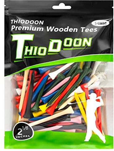 THIODOON Golf Tees tillbehör Lignum 100% bambu flerfärgad 100 stycken 54 mm 70 mm 83 mm urval hållbara ekologiska flera färger höga golf-teer minskar sidorotation och friktion
